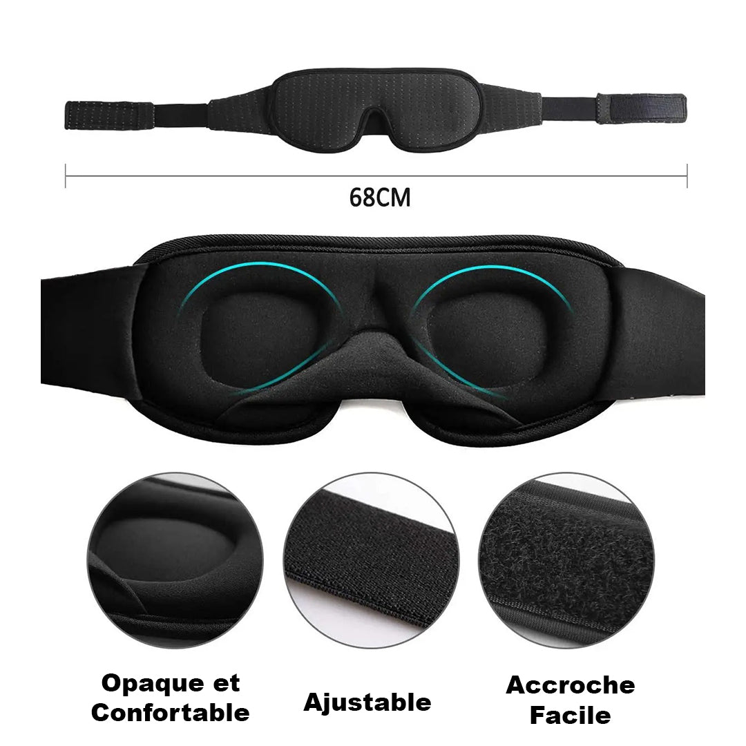 Masque de nuit Haute qualité réglable, opaque et confortable